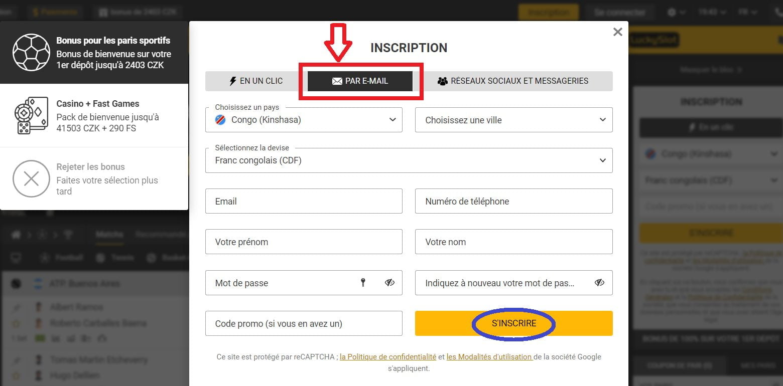 Melbet RDC connexion : S’inscrire avec adresse électronique / e-mail